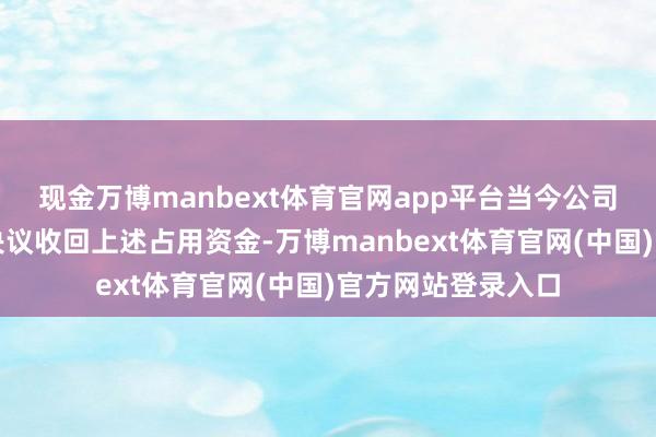 现金万博manbext体育官网app平台当今公司经管层仍无确凿决议收回上述占用资金-万博manbext体育官网(中国)官方网站登录入口
